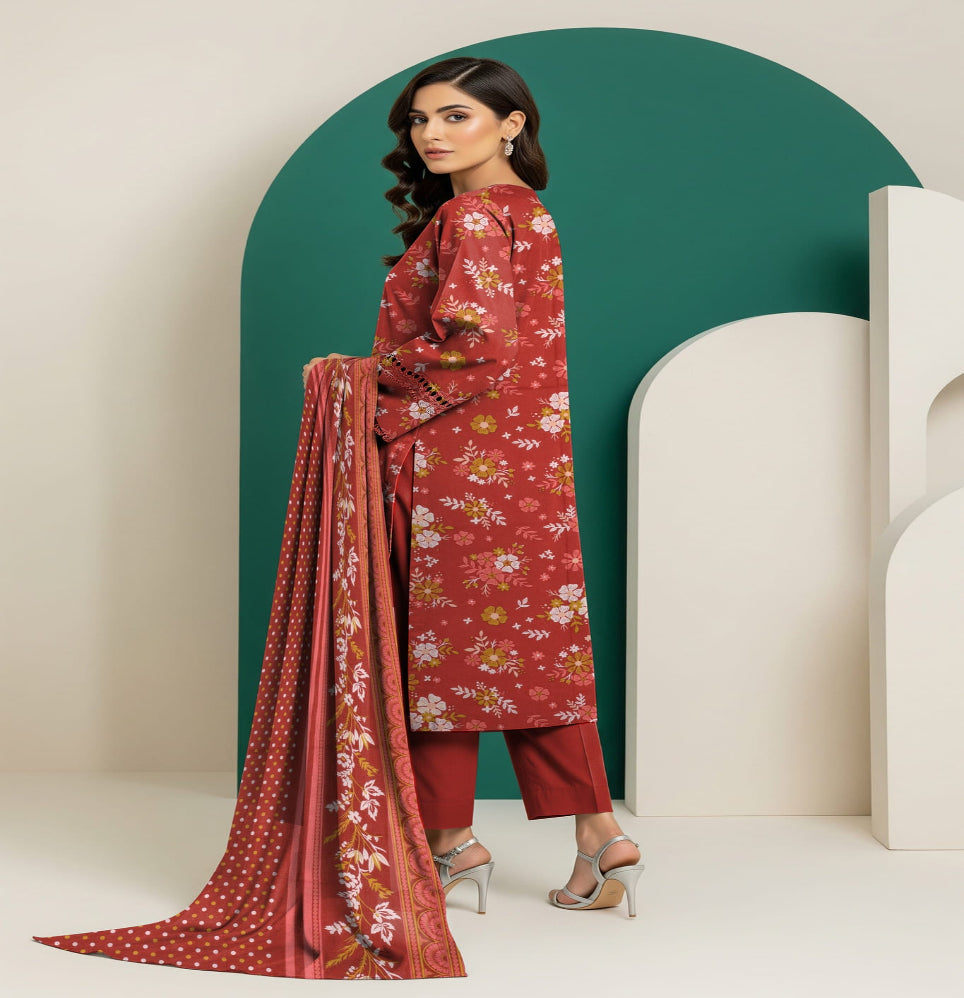 Unstitched Printed Lawn 3 Piece
