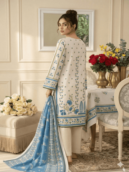 Unstitched Printed Lawn 3 Piece Suit