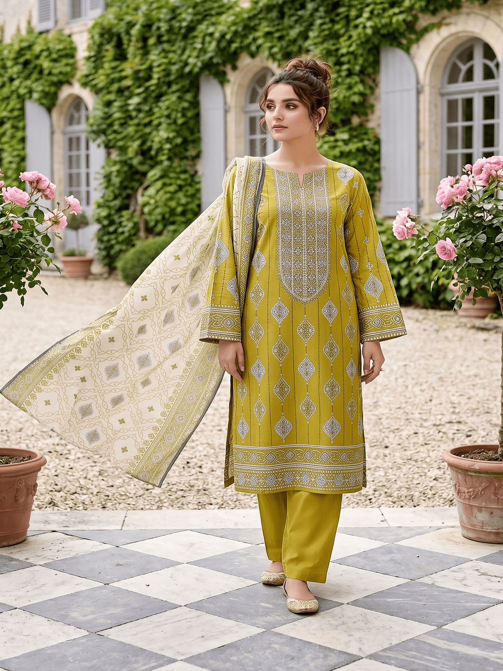 Unstitched Printed Lawn 3 Piece Suit