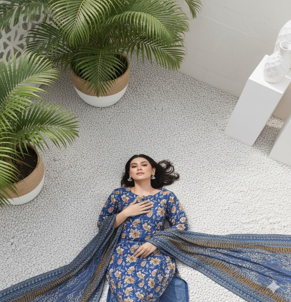 Unstitched Printed Lawn 3 Piece