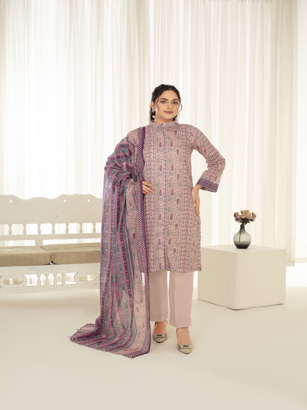 Unstitched Printed Lawn 3 Piece