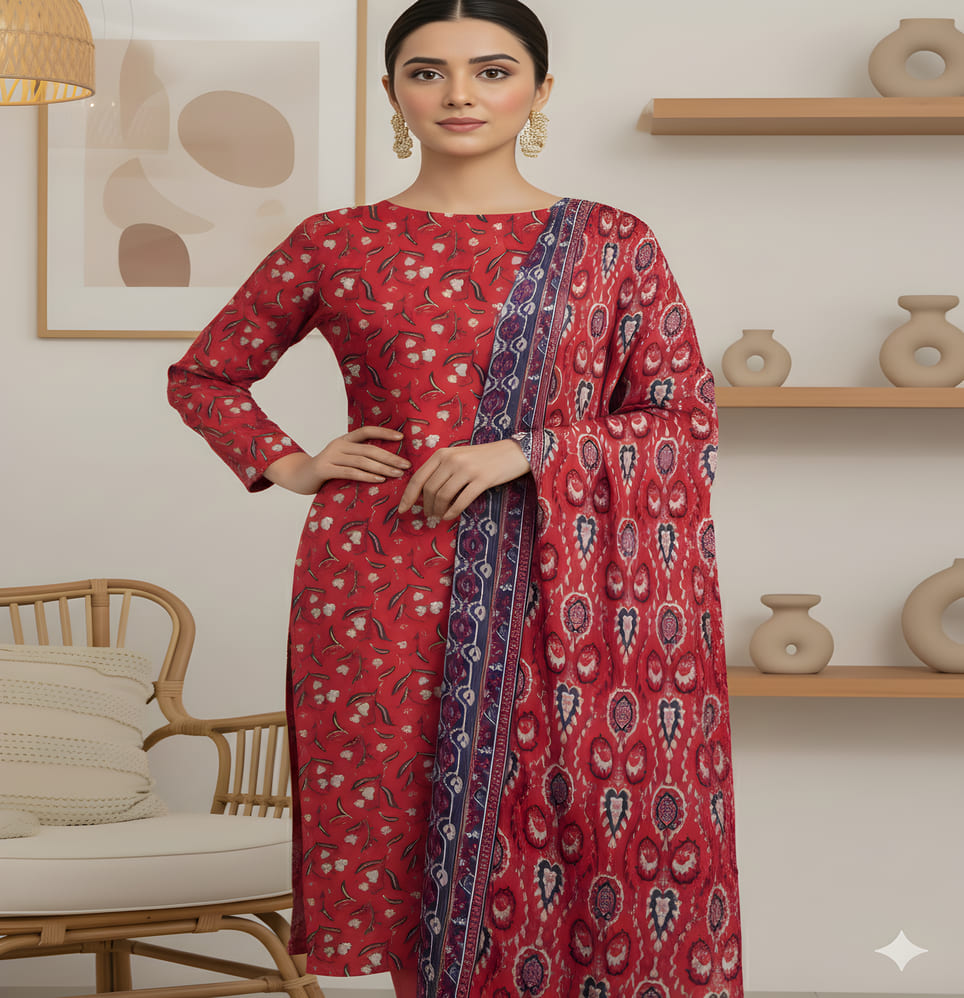 Unstitched Printed Lawn 3 Piece