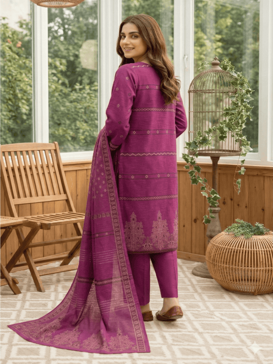 Jacquard Brosha Lawn 3 Piece Suit Unstitched