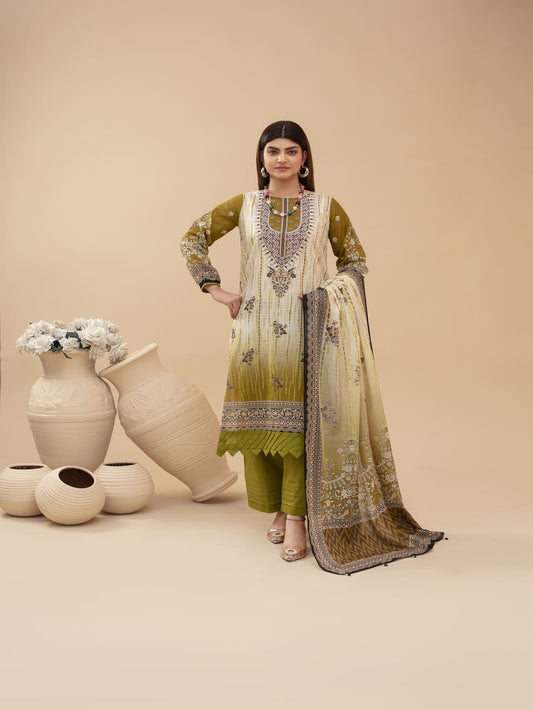 Unstitched Printed Lawn 3 Piece