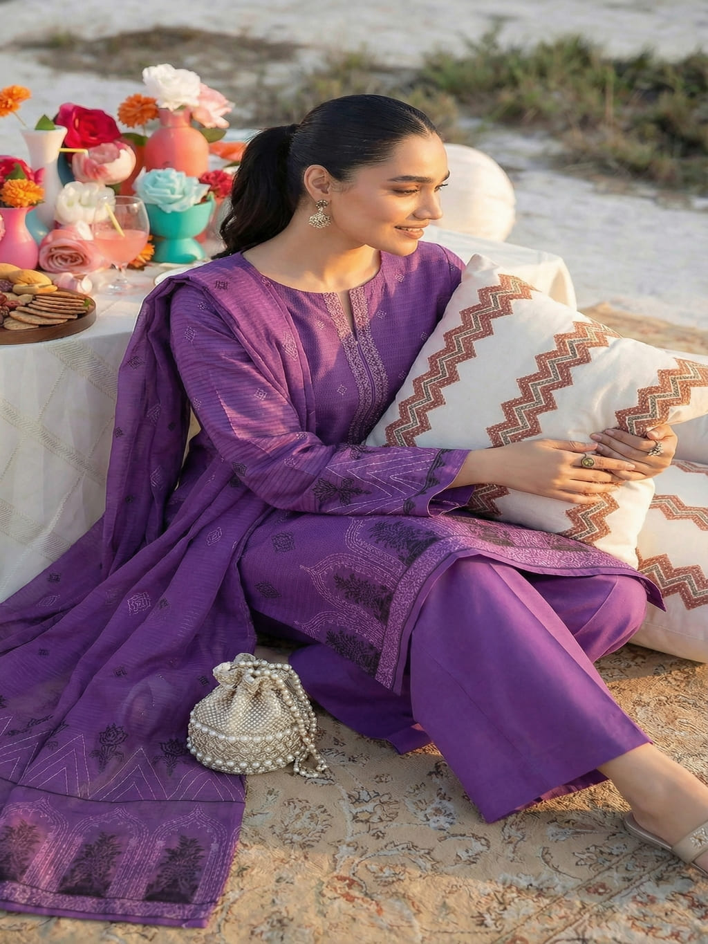 Jacquard Brosha Bana Dora 3 Piece Lawn Suit-Unstitched