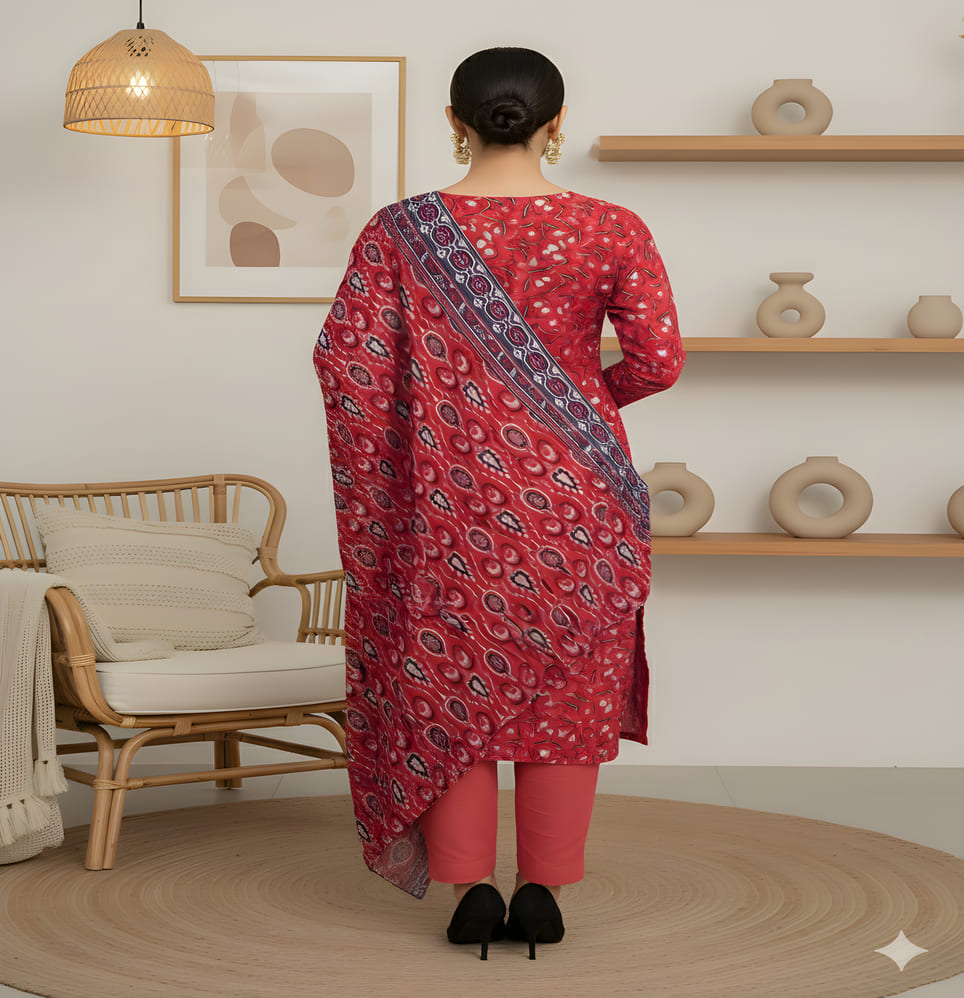 Unstitched Printed Lawn 3 Piece