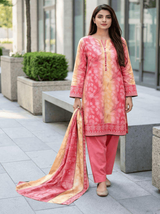 Unstitched Printed Lawn 3 Piece Suit