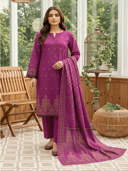 Jacquard Brosha Lawn 3 Piece Suit Unstitched