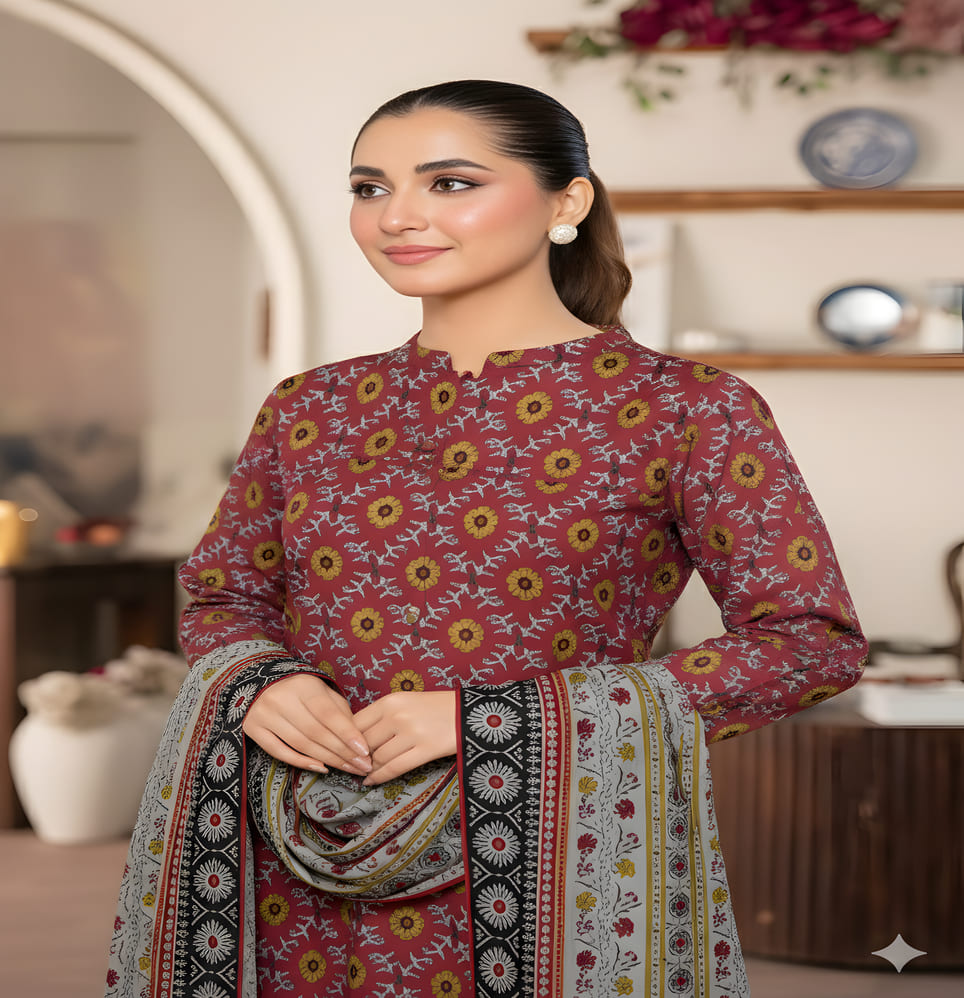 Unstitched Printed Lawn 3 Piece