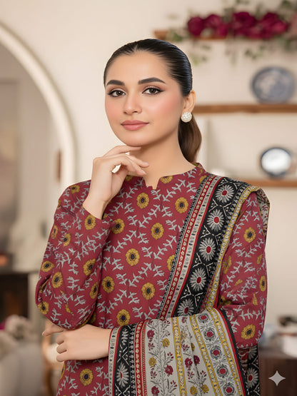 Unstitched Printed Lawn 3 Piece