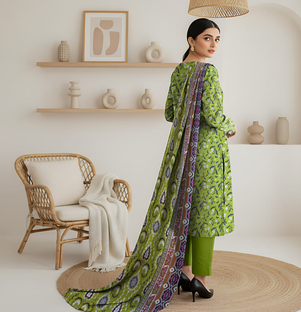 Unstitched Printed Lawn 3 Piece