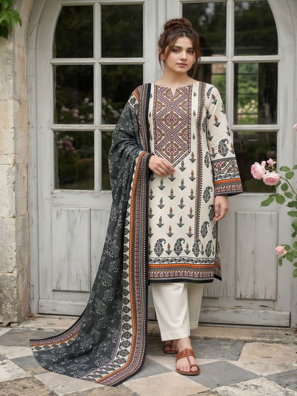 Unstitched Printed Lawn 3 Piece Suit
