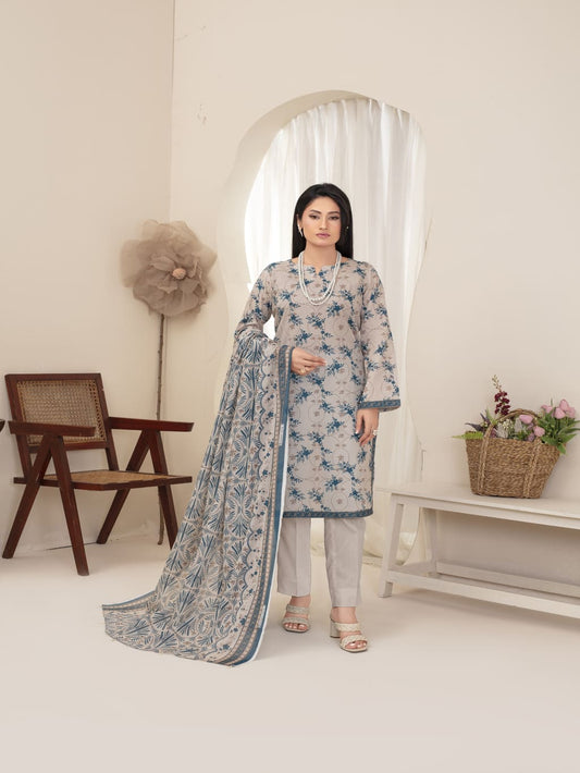 Unstitched Printed Lawn 3 Piece