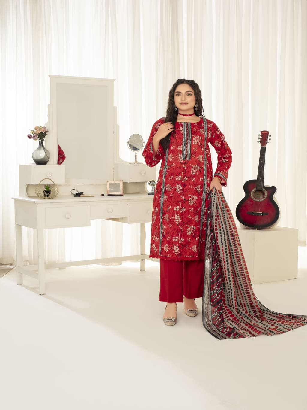 Unstitched Printed Lawn 3 Piece