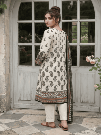 Unstitched Printed Lawn 3 Piece Suit