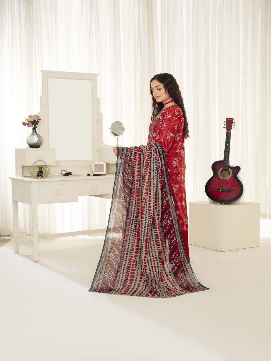 Unstitched Printed Lawn 3 Piece