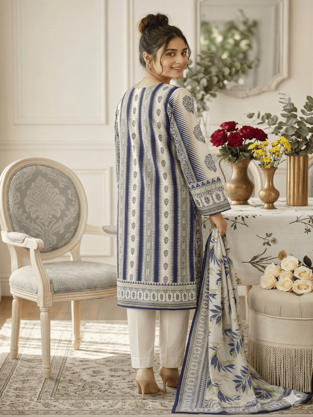 Unstitched Printed Lawn 3 Piece Suit