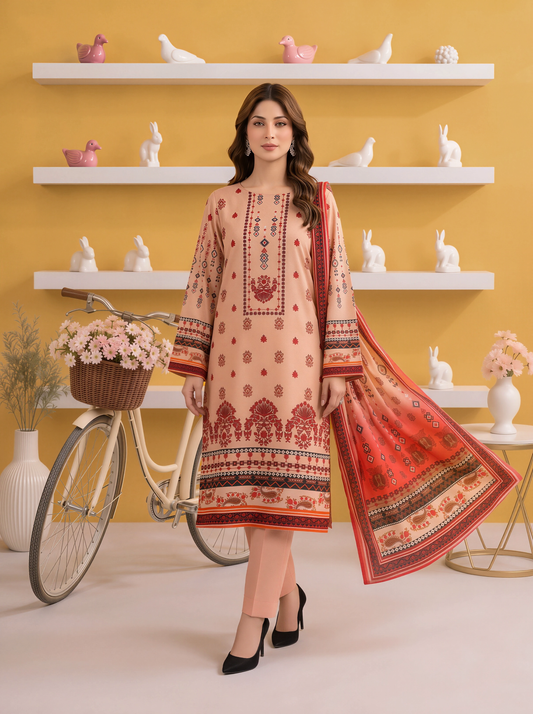 Gul-e-Saher – 3 Piece Printed Lawn Suit