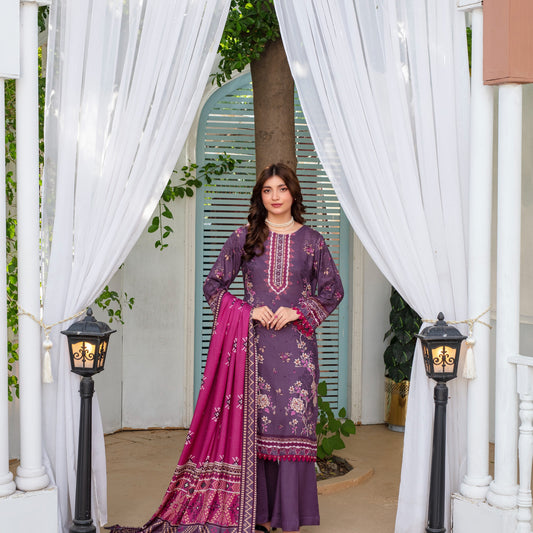 Unstitched Printed Viscose Karandi 3 Piece