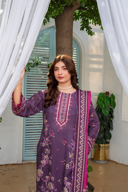 Unstitched Printed Viscose Karandi 3 Piece