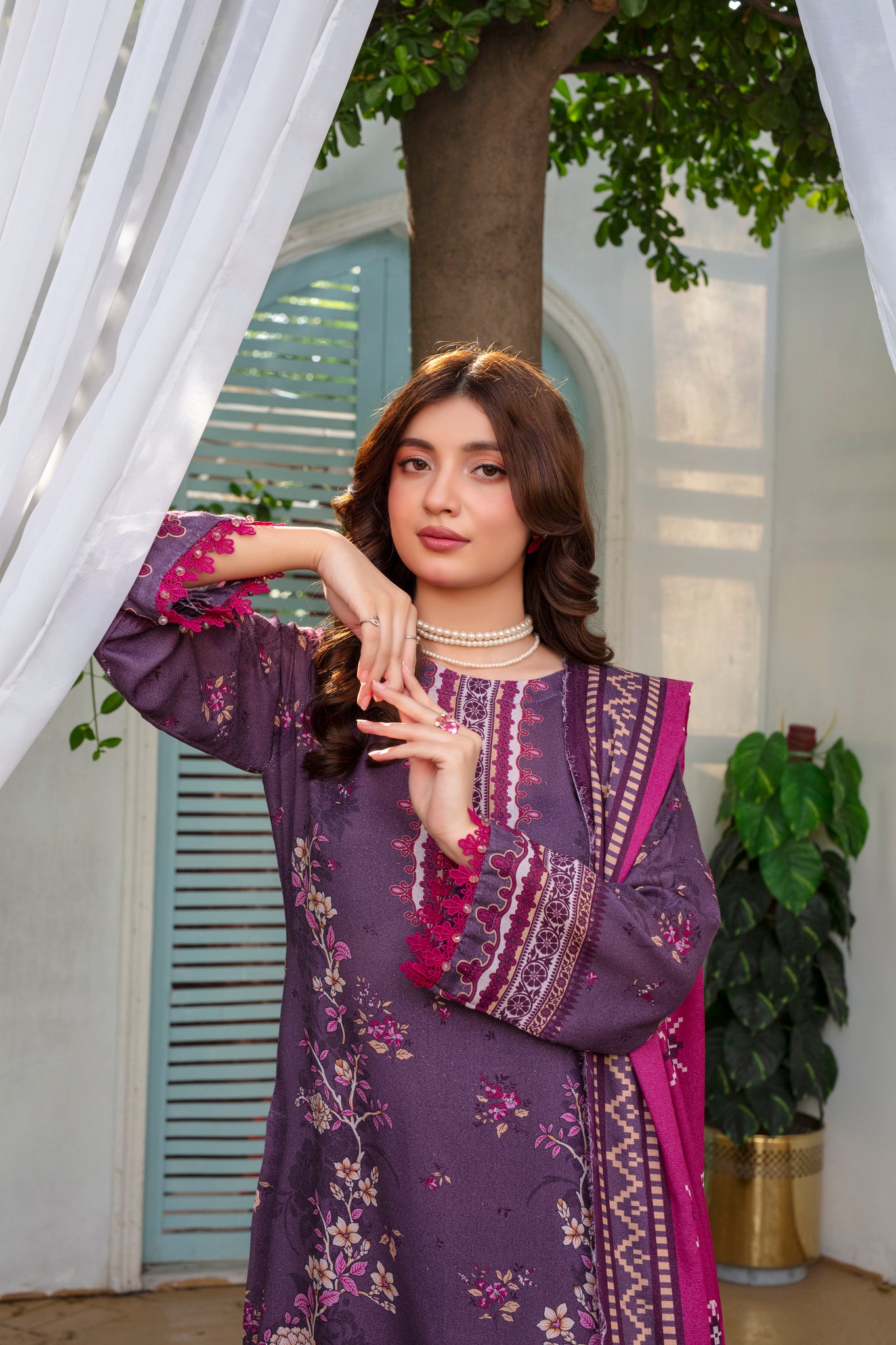 Unstitched Printed Viscose Karandi 3 Piece