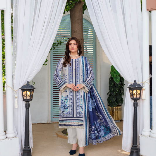 Unstitched Printed Viscose Karandi 3 Piece