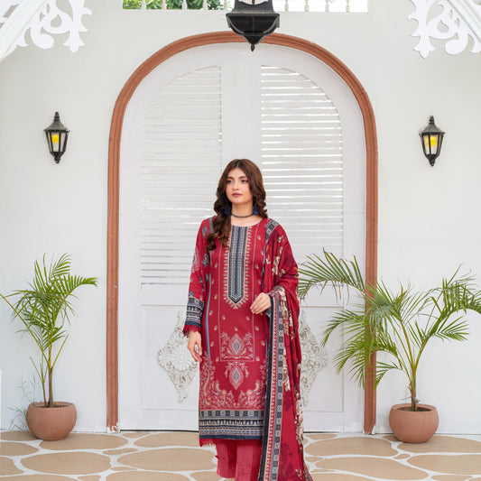 Unstitched Printed Viscose Karandi 3 Piece
