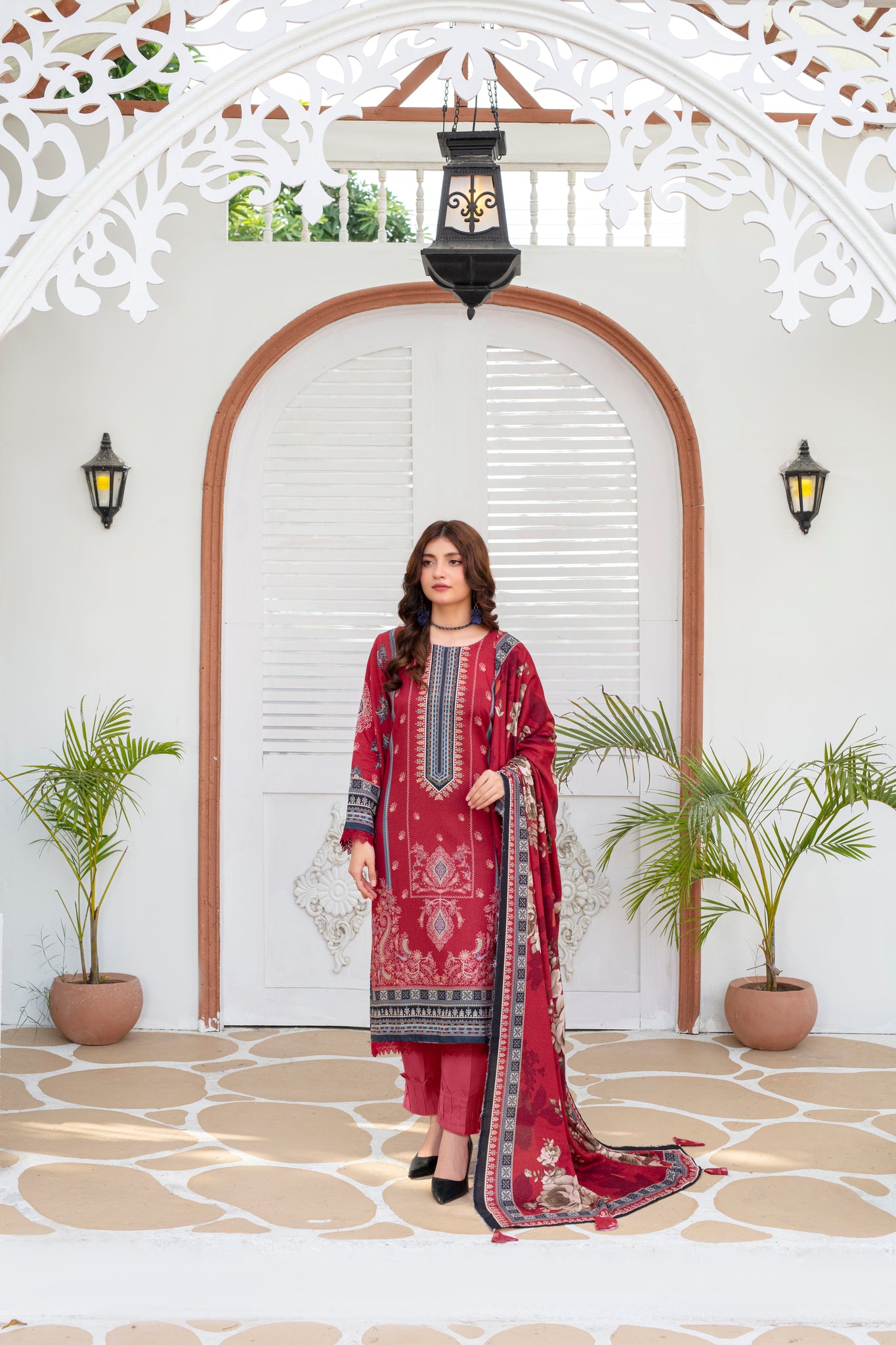 Unstitched Printed Viscose Karandi 3 Piece