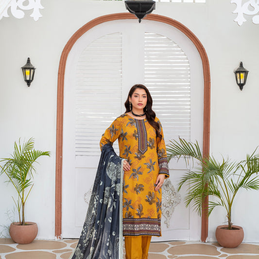 Unstitched Printed Viscose Karandi 3 Piece
