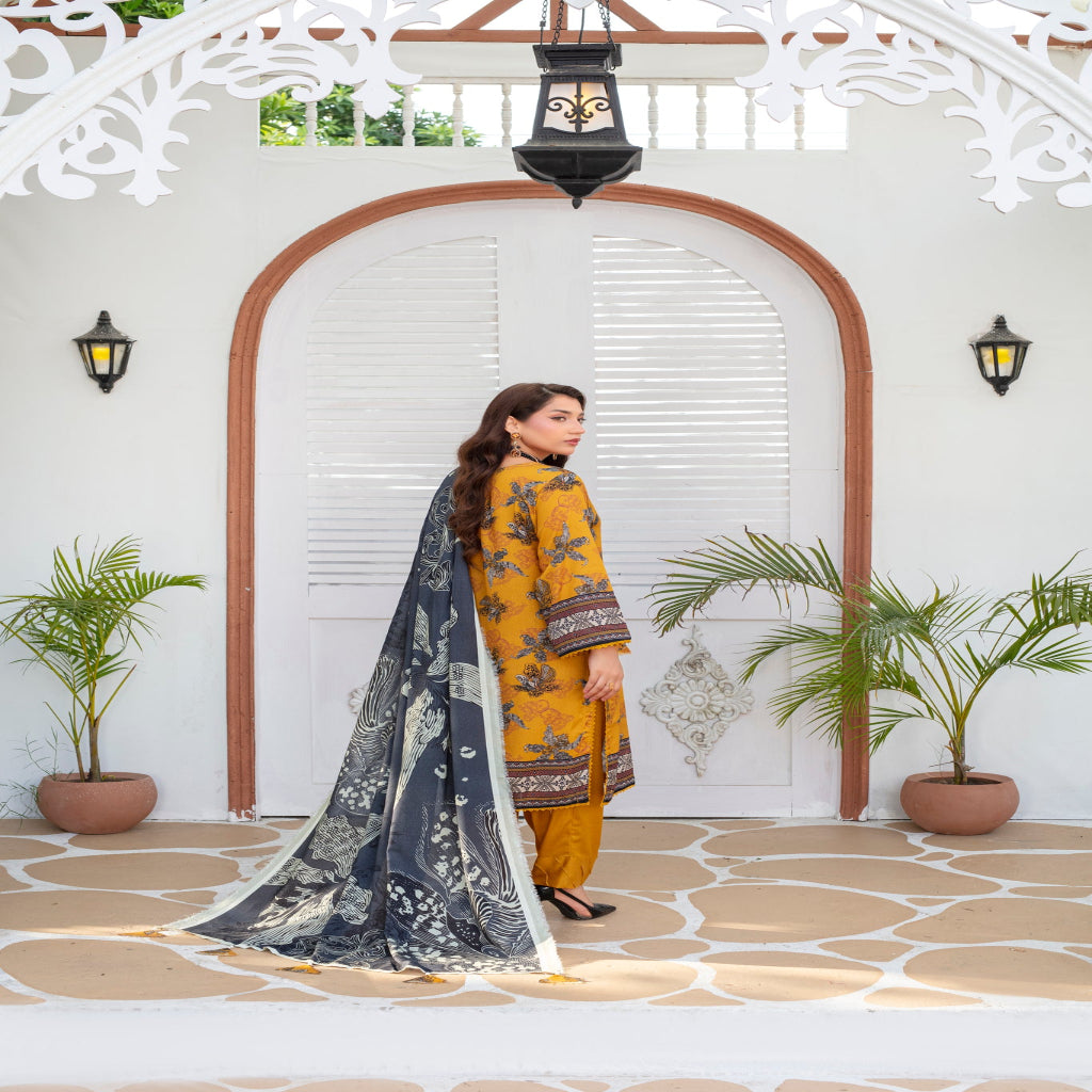Unstitched Printed Viscose Karandi 3 Piece