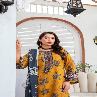 Unstitched Printed Viscose Karandi 3 Piece