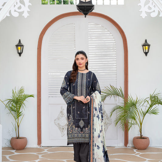 Unstitched Printed Viscose Karandi 3 Piece