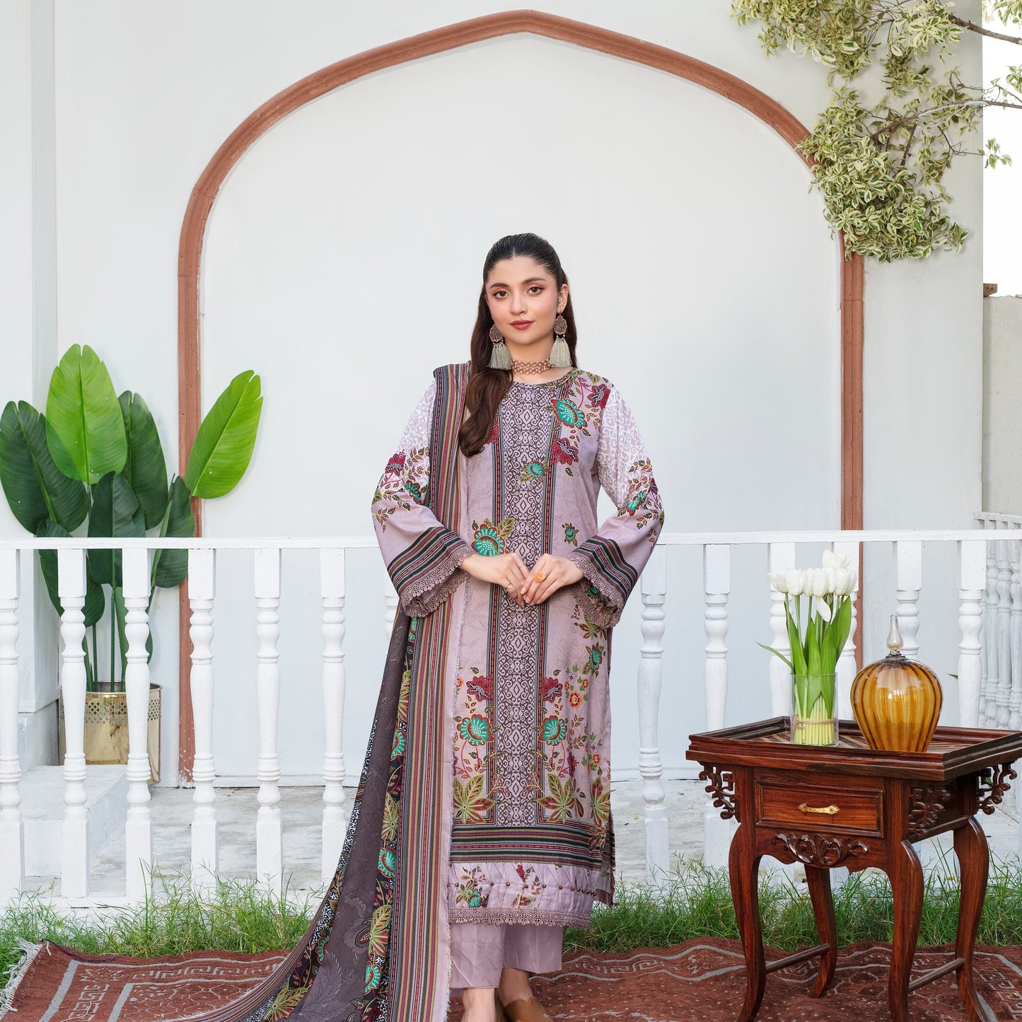 Unstitched Printed Viscose Karandi 3 Piece