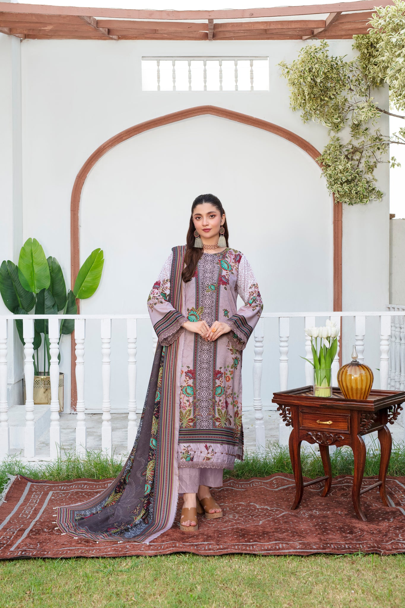 Unstitched Printed Viscose Karandi 3 Piece