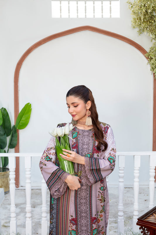 Unstitched Printed Viscose Karandi 3 Piece
