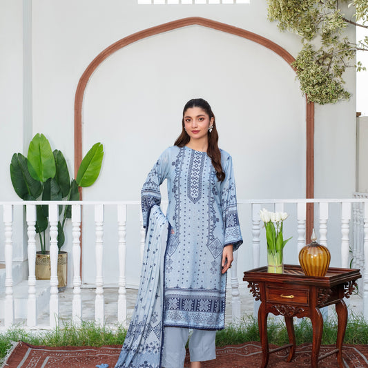 Unstitched Printed Viscose Karandi 3 Piece