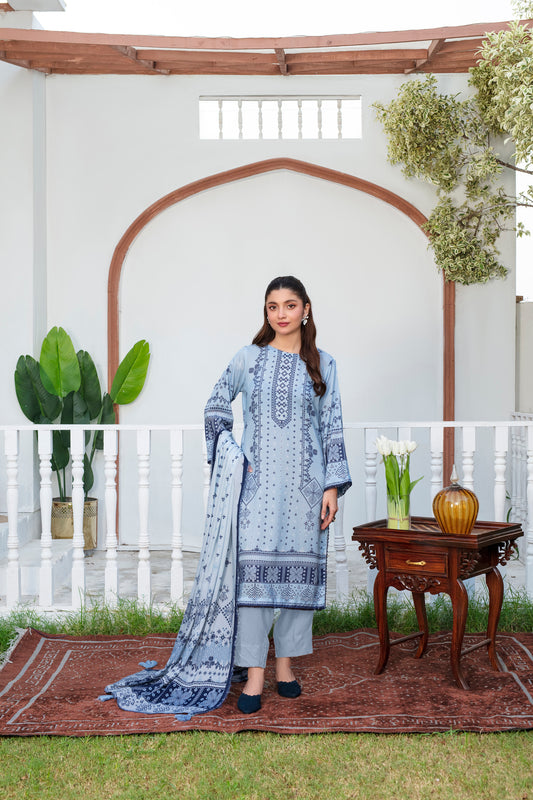 Unstitched Printed Viscose Karandi 3 Piece