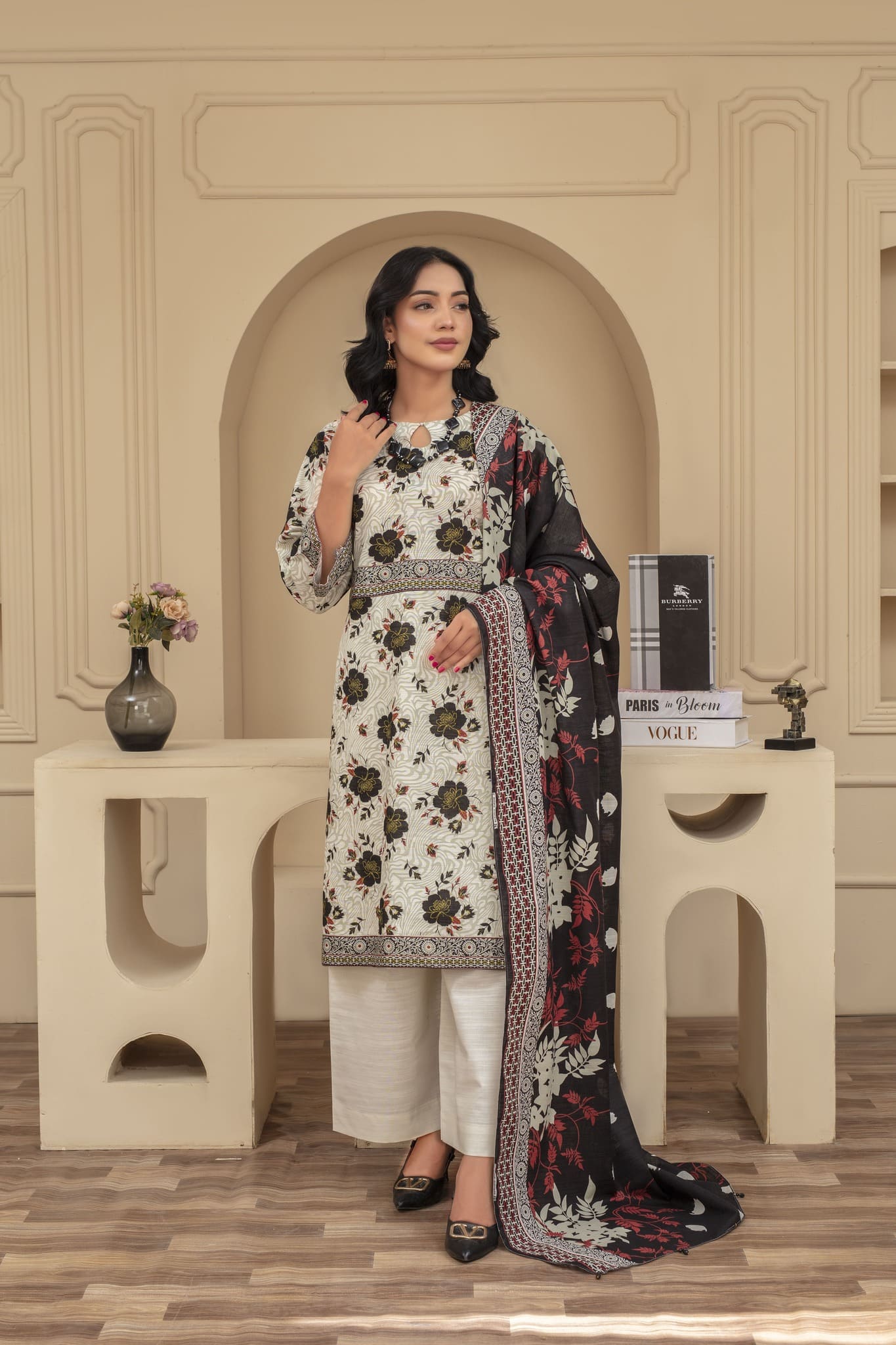 Unstitched Printed Khaddar 3 Piece