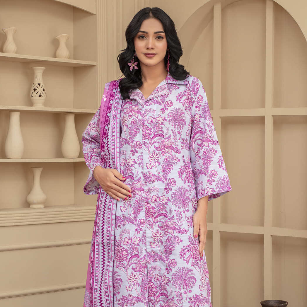 Unstitched Printed Khaddar 3 Piece