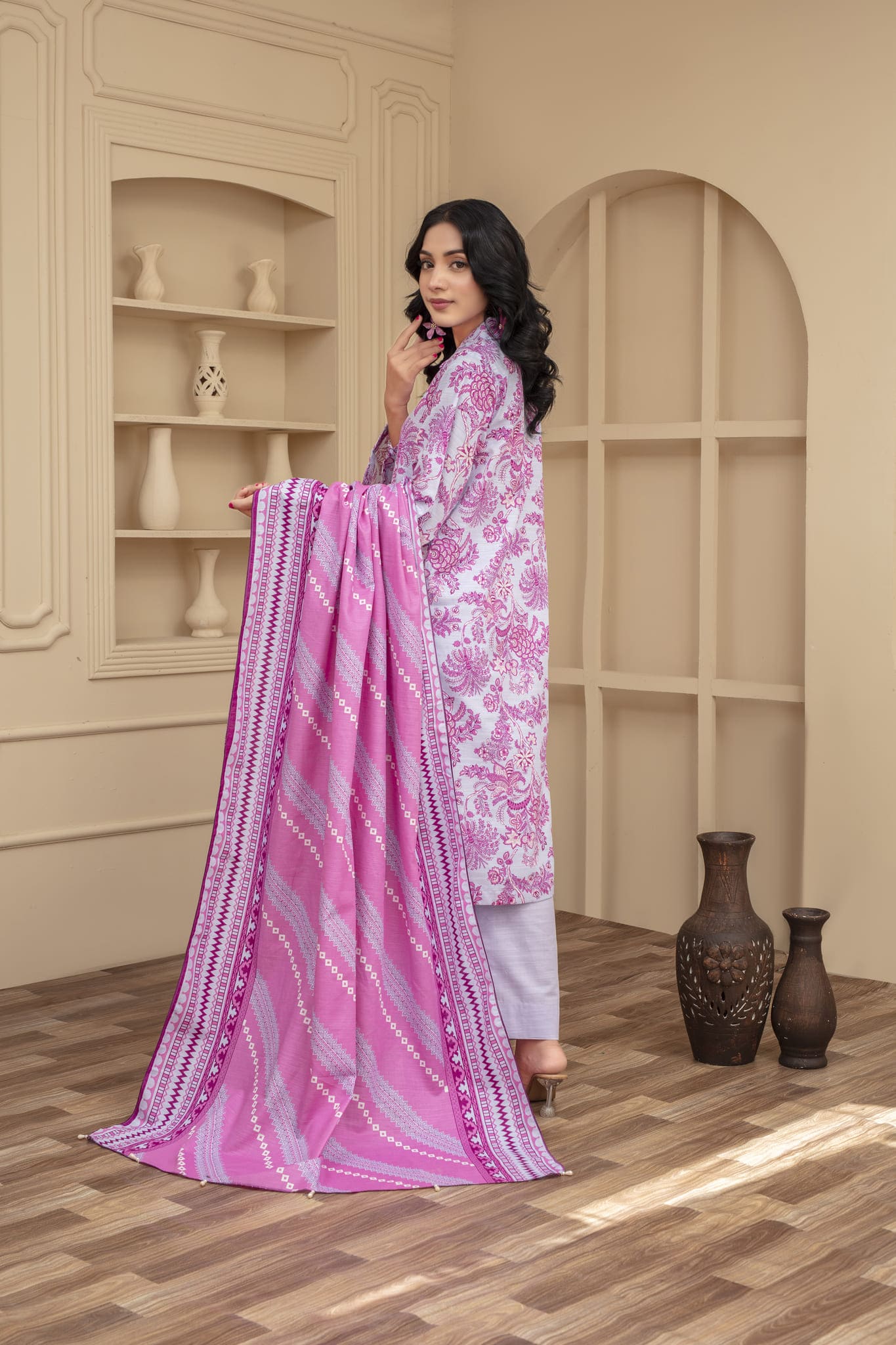 Unstitched Printed Khaddar 3 Piece