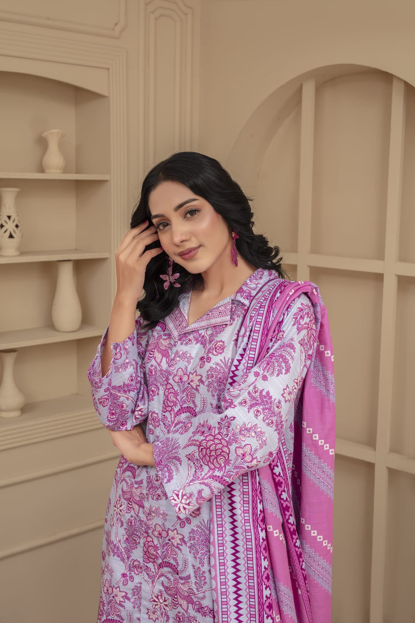 Unstitched Printed Khaddar 3 Piece
