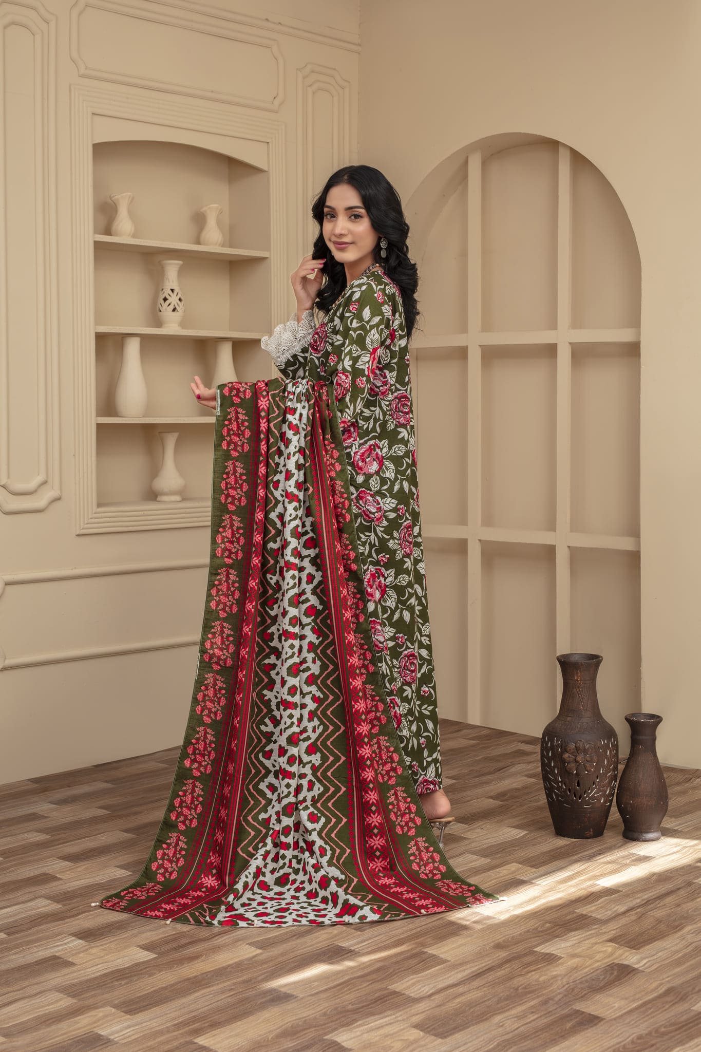 Unstitched Printed Khaddar 3 Piece