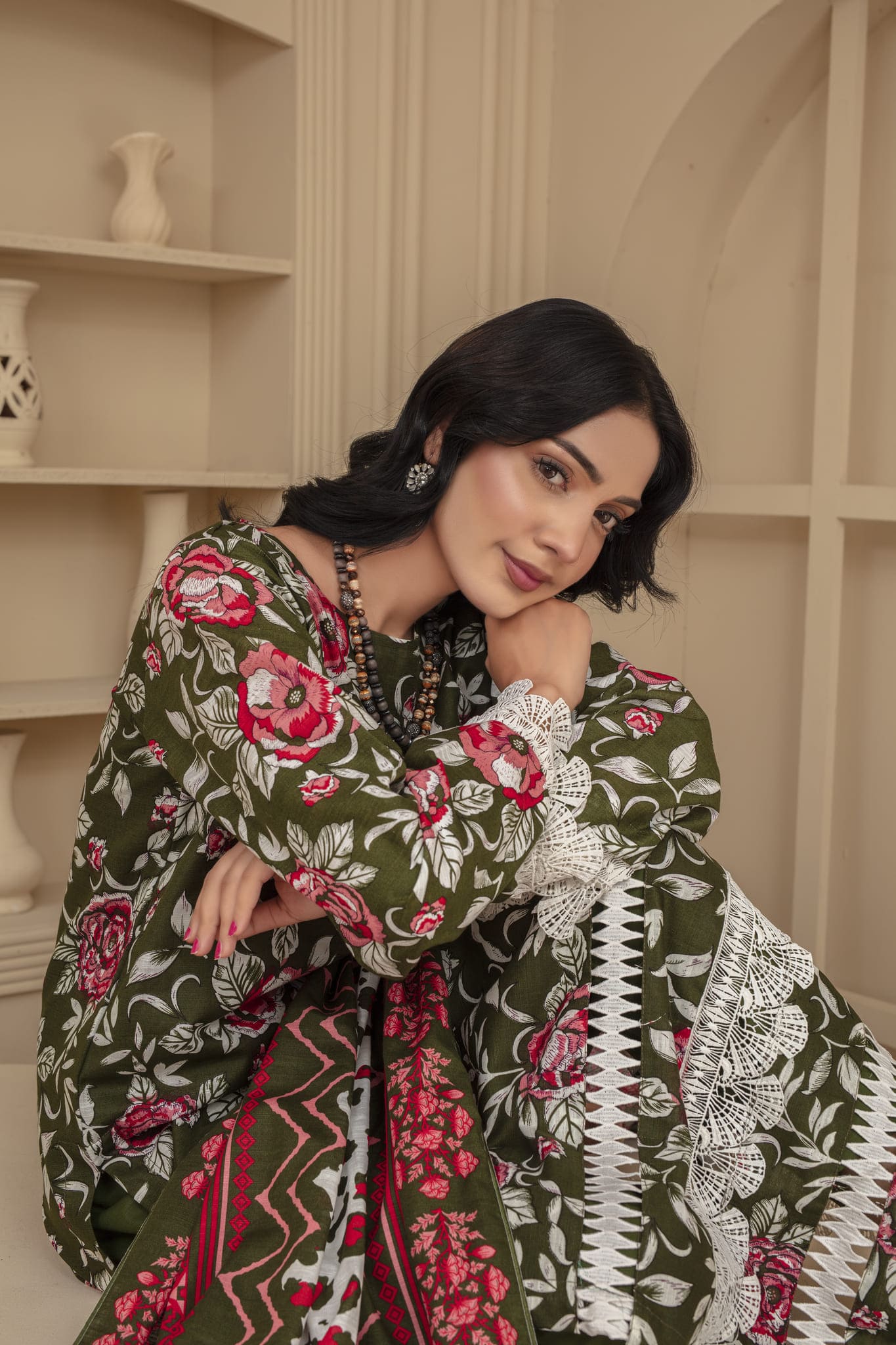 Unstitched Printed Khaddar 3 Piece