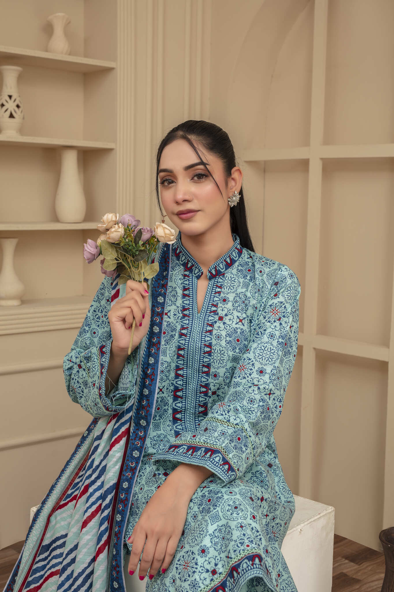 Unstitched Printed Khaddar 3 Piece