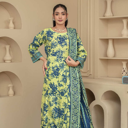 Unstitched Printed Khaddar 3 Piece