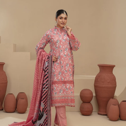 Unstitched  Printed Khaddar with Embroidery Patches 3 piece