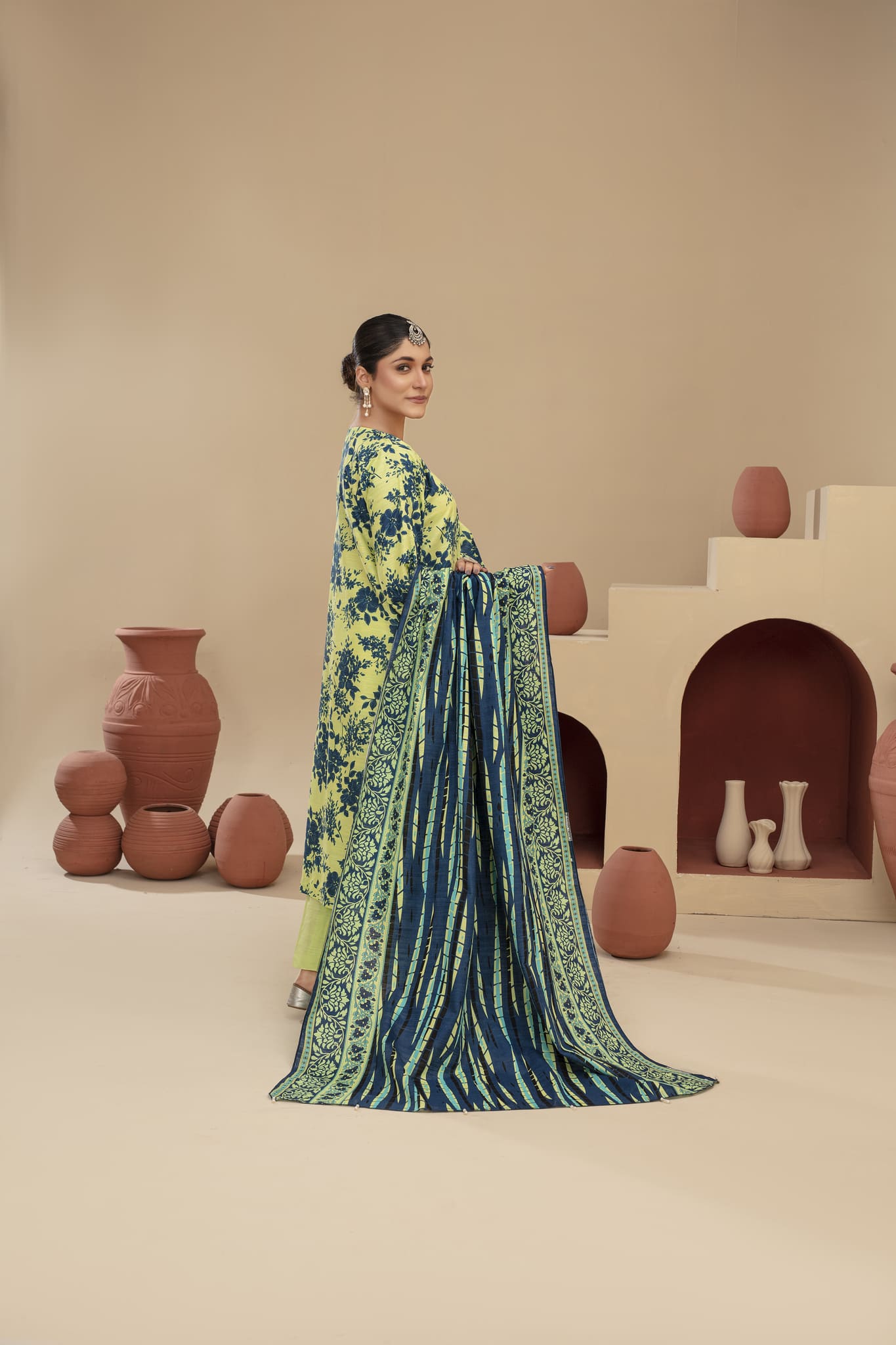 Unstitched Printed Khaddar with Embroidery Patches 3 Piece