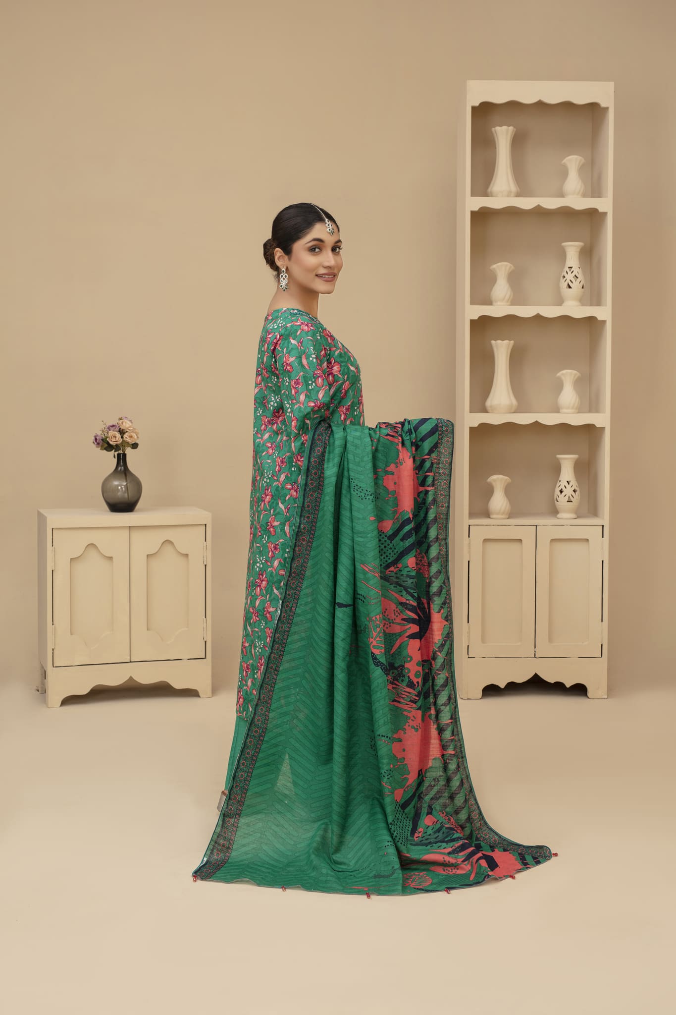 Unstitched Khaddar Print with Embroidery Patches  3 Piece