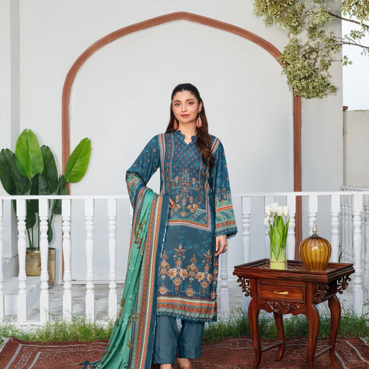 Unstitched Printed Viscose Karandi 3 Piece