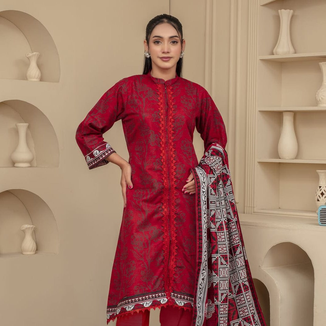 Unstitched Printed Khaddar 3 Piece